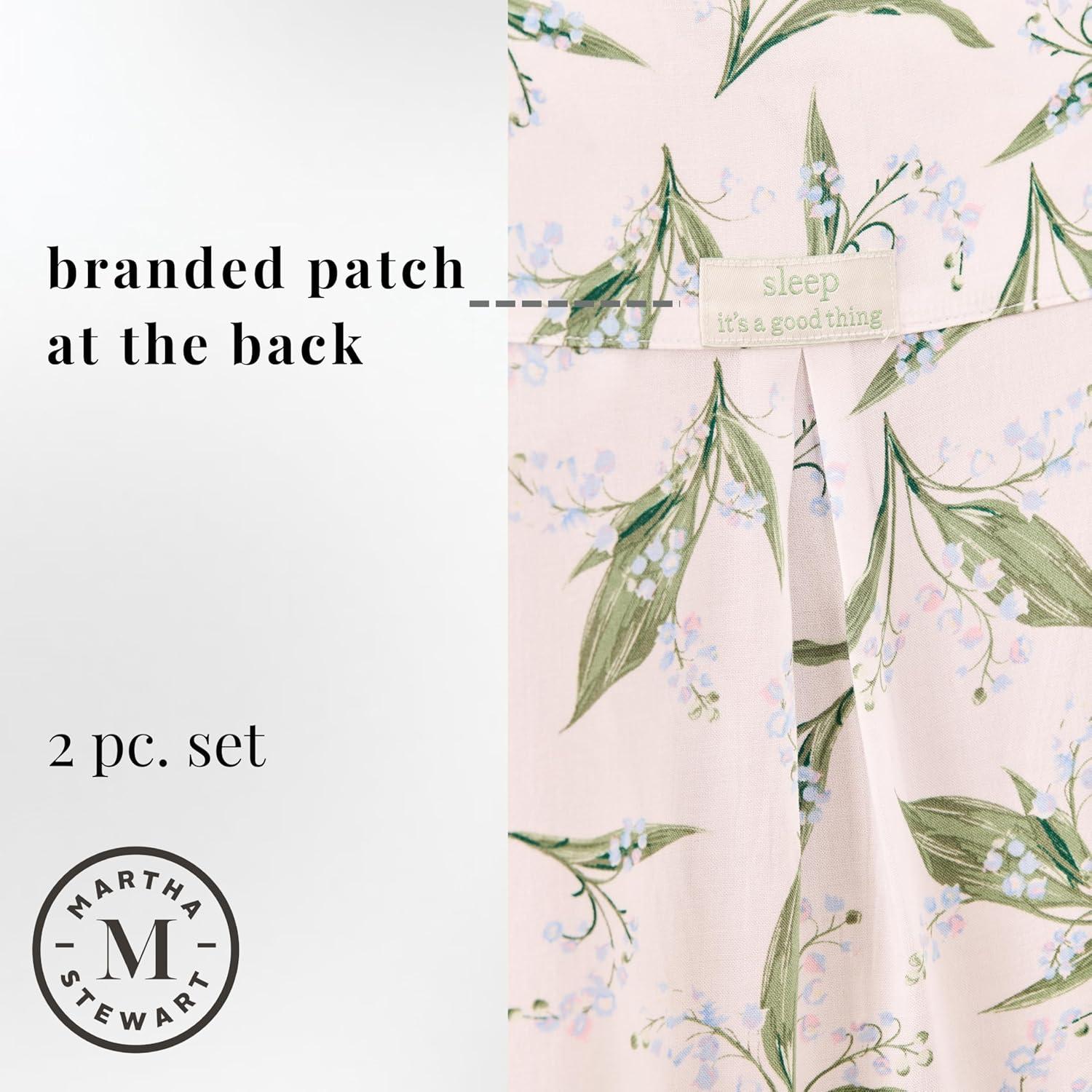 imageMartha Stewart Pajamas for Women Luxury 2Piece Set Short Sleeve VNeck ButtonDown Soft Breathable ComfortFloral
