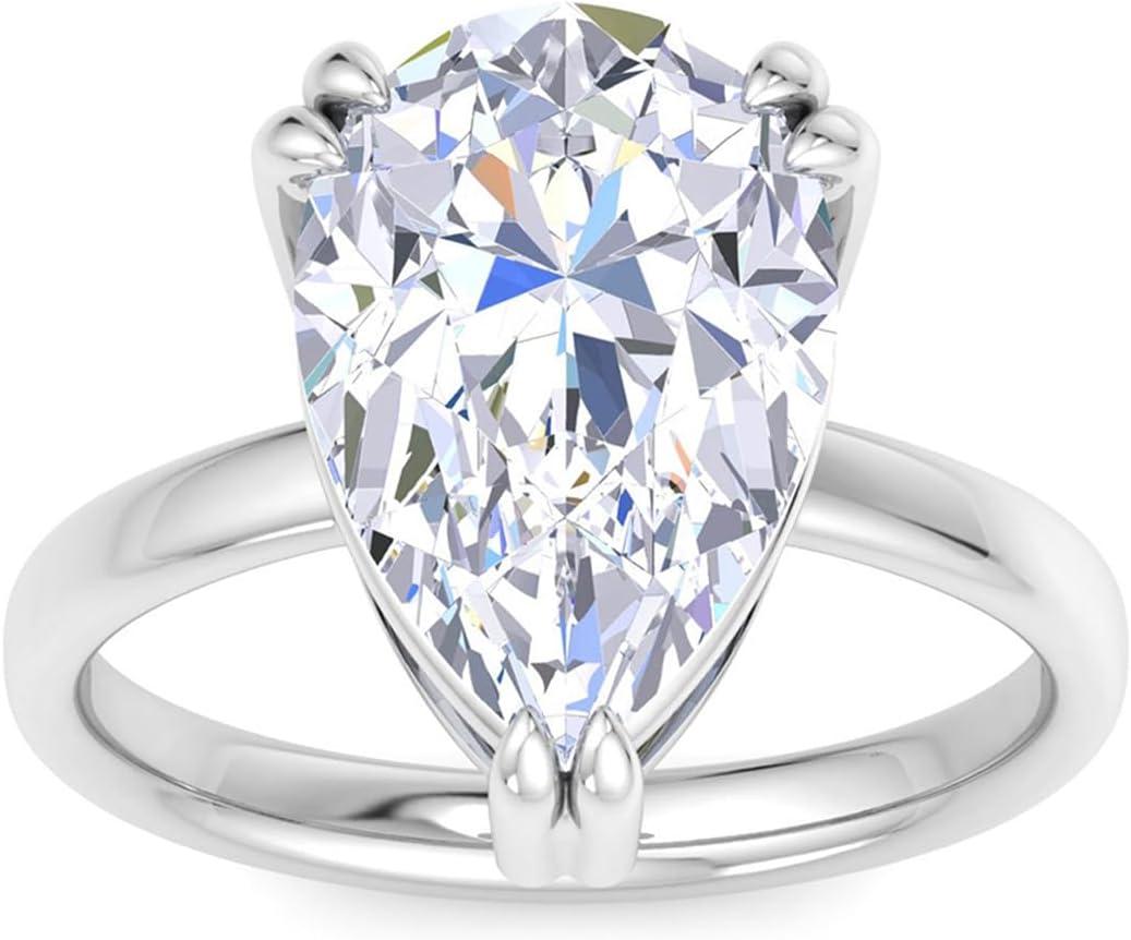 imageMartha Stewart Pear Shape Lab Grown Diamond Solitaire Ring Diamond Engagement Ring in 14 Karat Goldwhitegold