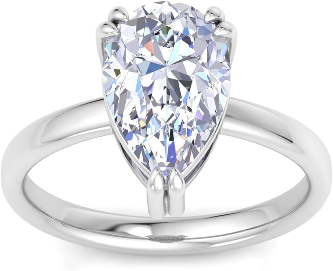 imageMartha Stewart Pear Shape Lab Grown Diamond Solitaire Ring Diamond Engagement Ring in 14 Karat Goldwhitegold