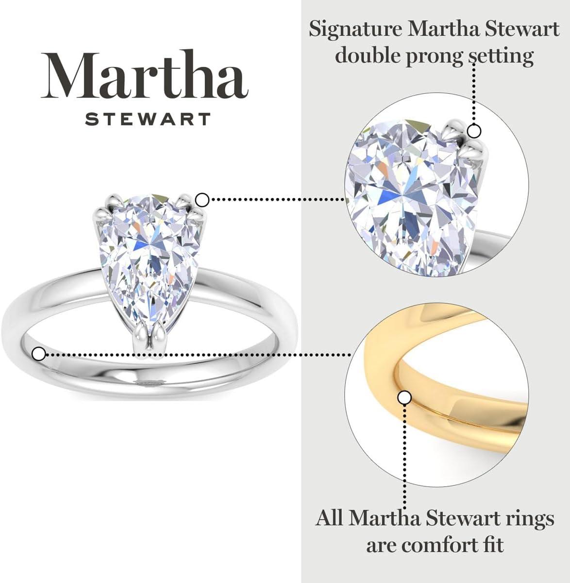 imageMartha Stewart Pear Shape Lab Grown Diamond Solitaire Ring Diamond Engagement Ring in 14 Karat Goldwhitegold