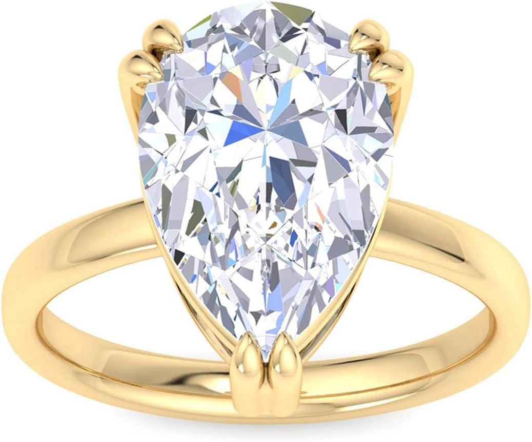 imageMartha Stewart Pear Shape Lab Grown Diamond Solitaire Ring Diamond Engagement Ring in 14 Karat Goldyellowgold