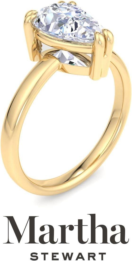 imageMartha Stewart Pear Shape Lab Grown Diamond Solitaire Ring Diamond Engagement Ring in 14 Karat Goldyellowgold