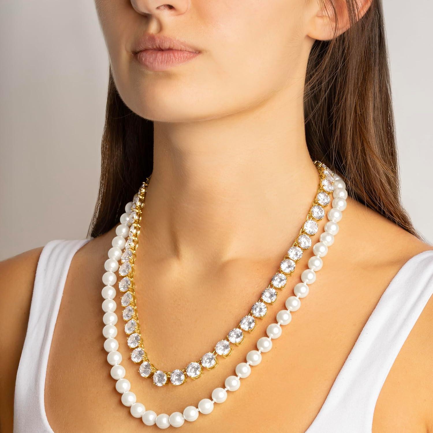 imageMartha Stewart Pearl and Crystal Necklace In Gold 24 Inches For Women