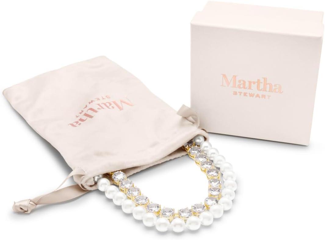 imageMartha Stewart Pearl and Crystal Necklace In Gold 24 Inches For Women