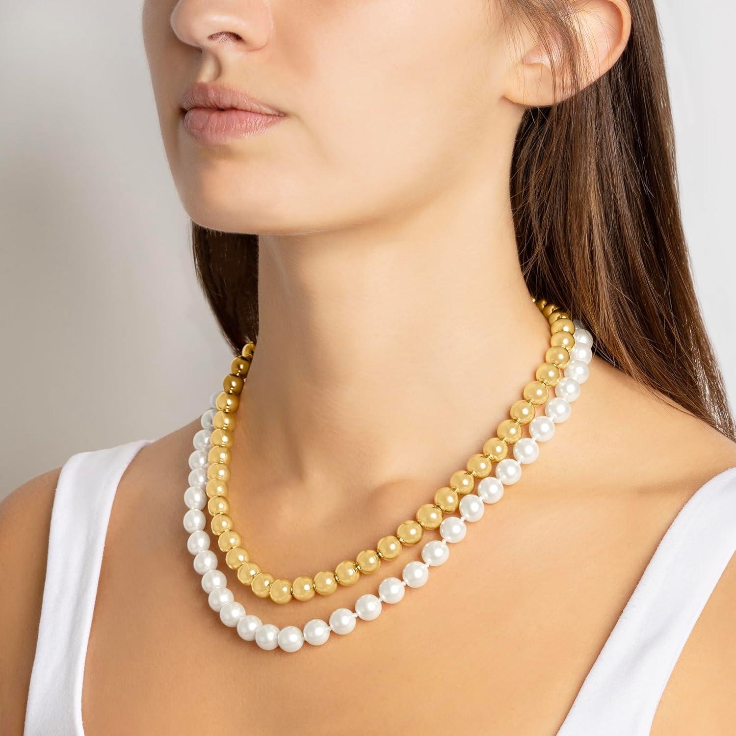 imageMartha Stewart Pearl and Gold Ball Necklace In Gold For Women
