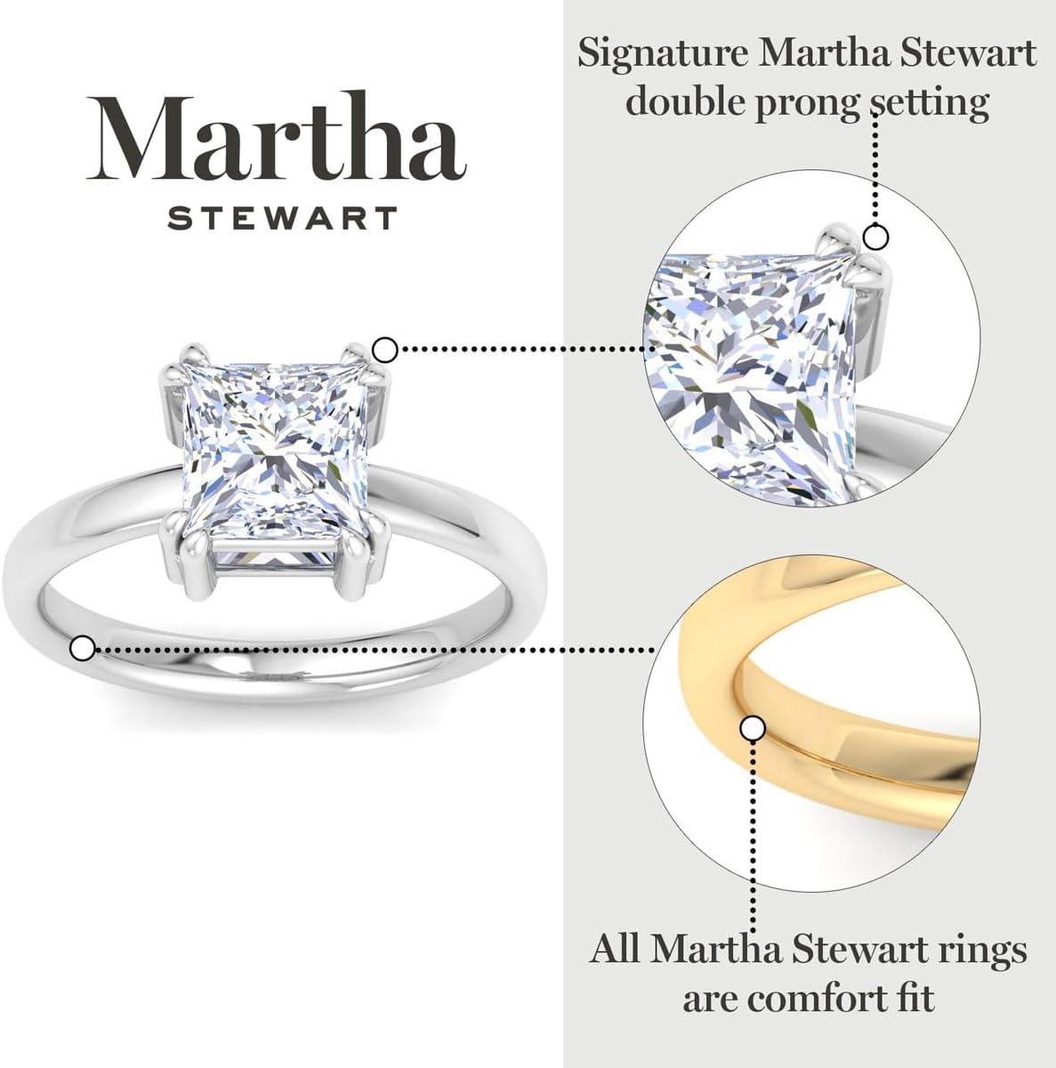 imageMartha Stewart Princess Cut Shape Lab Grown Diamond Solitaire Ring Diamond Engagement Ring in 14 Karat Goldwhitegold