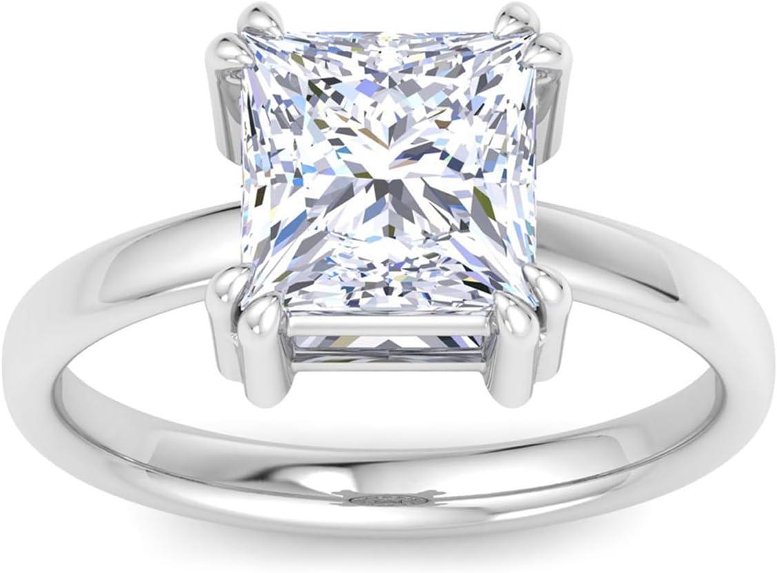 imageMartha Stewart Princess Cut Shape Lab Grown Diamond Solitaire Ring Diamond Engagement Ring in 14 Karat Goldwhitegold