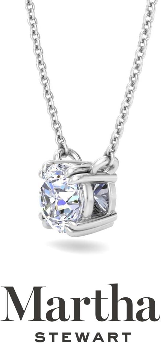 imageMartha Stewart Round Shape Lab Grown Diamond Solitaire Necklace In 14 Karat Goldwhitegold