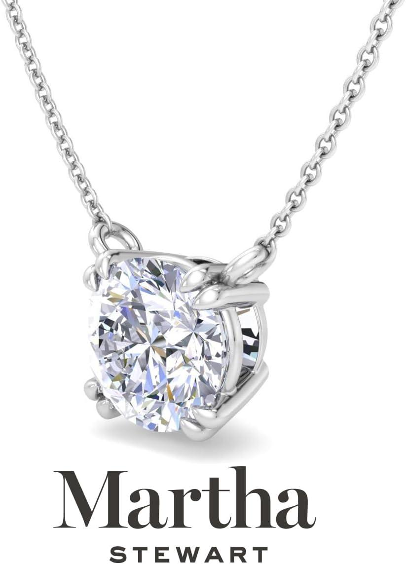 imageMartha Stewart Round Shape Lab Grown Diamond Solitaire Necklace In 14 Karat Goldwhitegold