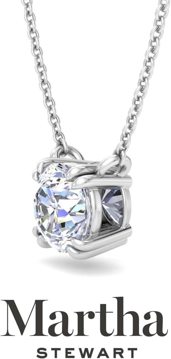 imageMartha Stewart Round Shape Lab Grown Diamond Solitaire Necklace In 14 Karat Goldwhitegold