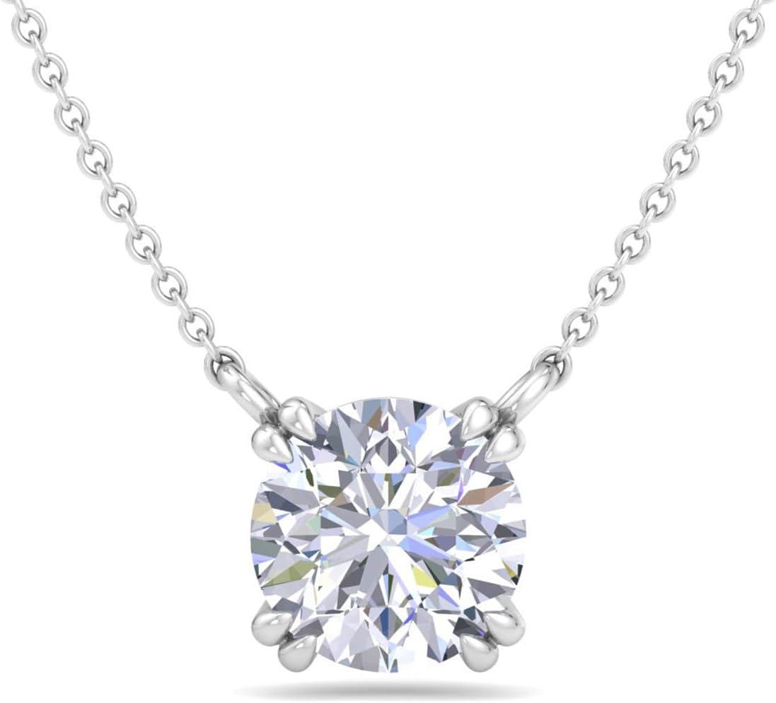imageMartha Stewart Round Shape Lab Grown Diamond Solitaire Necklace In 14 Karat Goldwhitegold