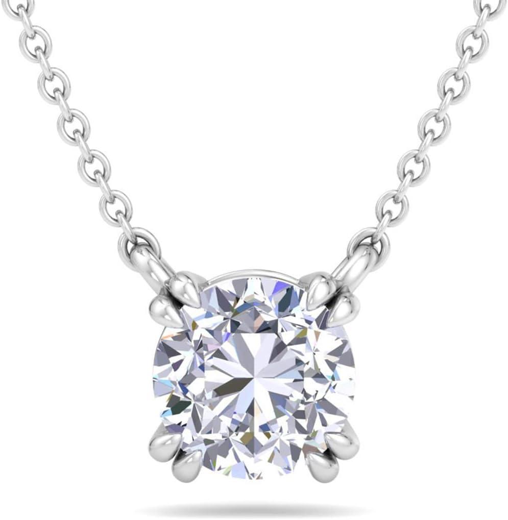imageMartha Stewart Round Shape Lab Grown Diamond Solitaire Necklace In 14 Karat Goldwhitegold
