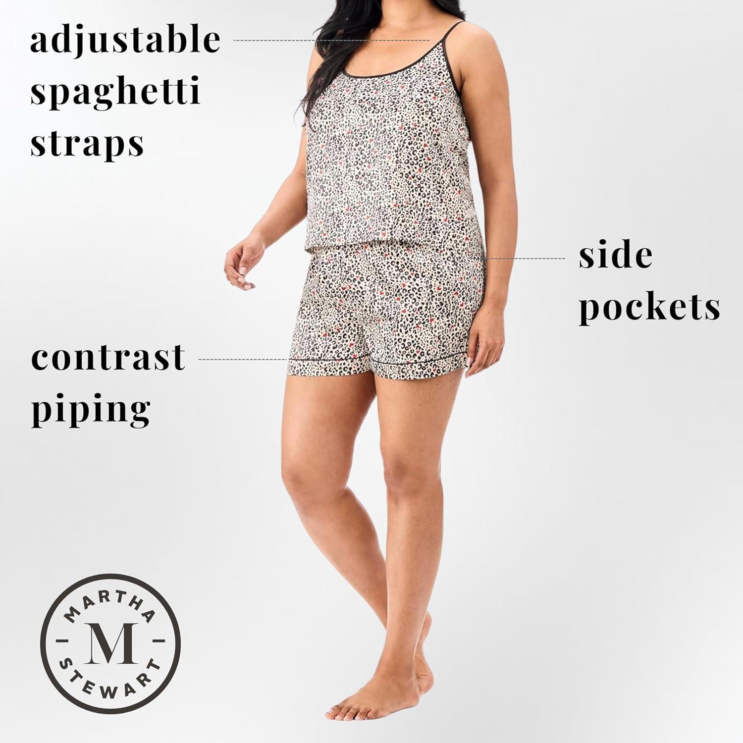 imageMartha Stewart Sleepwear for Women 2Piece Boxer Pajama Set Lightweight LoungewearEgret