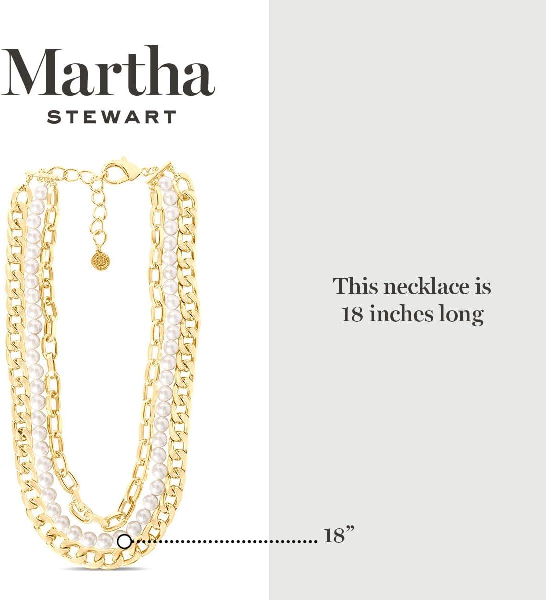 imageMartha Stewart Three Strand Pearl and Chain Necklace In Gold For Women