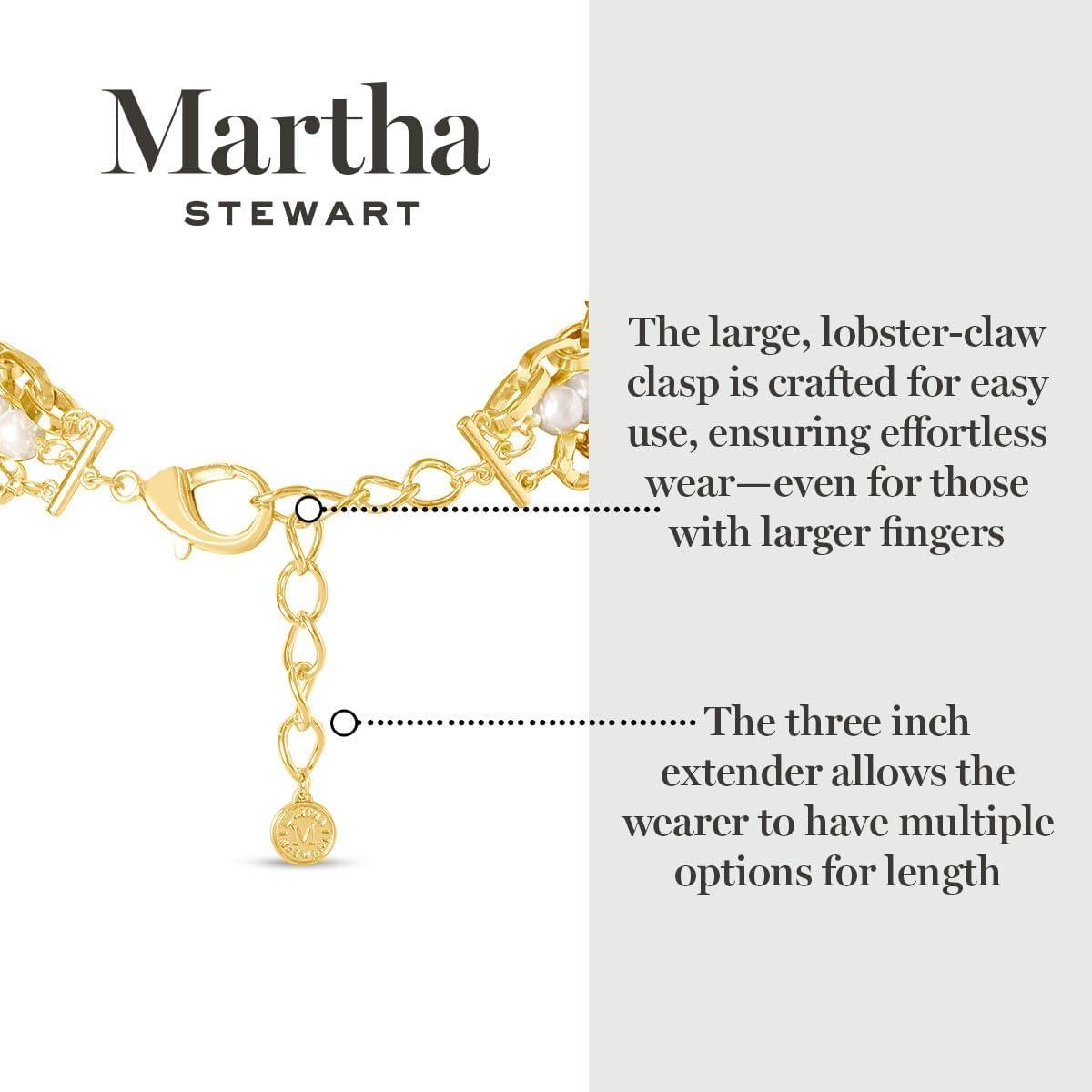 imageMartha Stewart Three Strand Pearl and Chain Necklace In Gold For Women