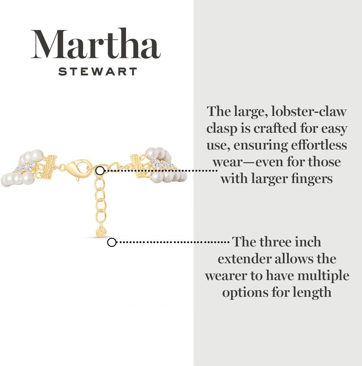 imageMartha Stewart Three Strand Pearl and Crystal Necklace In Gold 18 Inches For Women