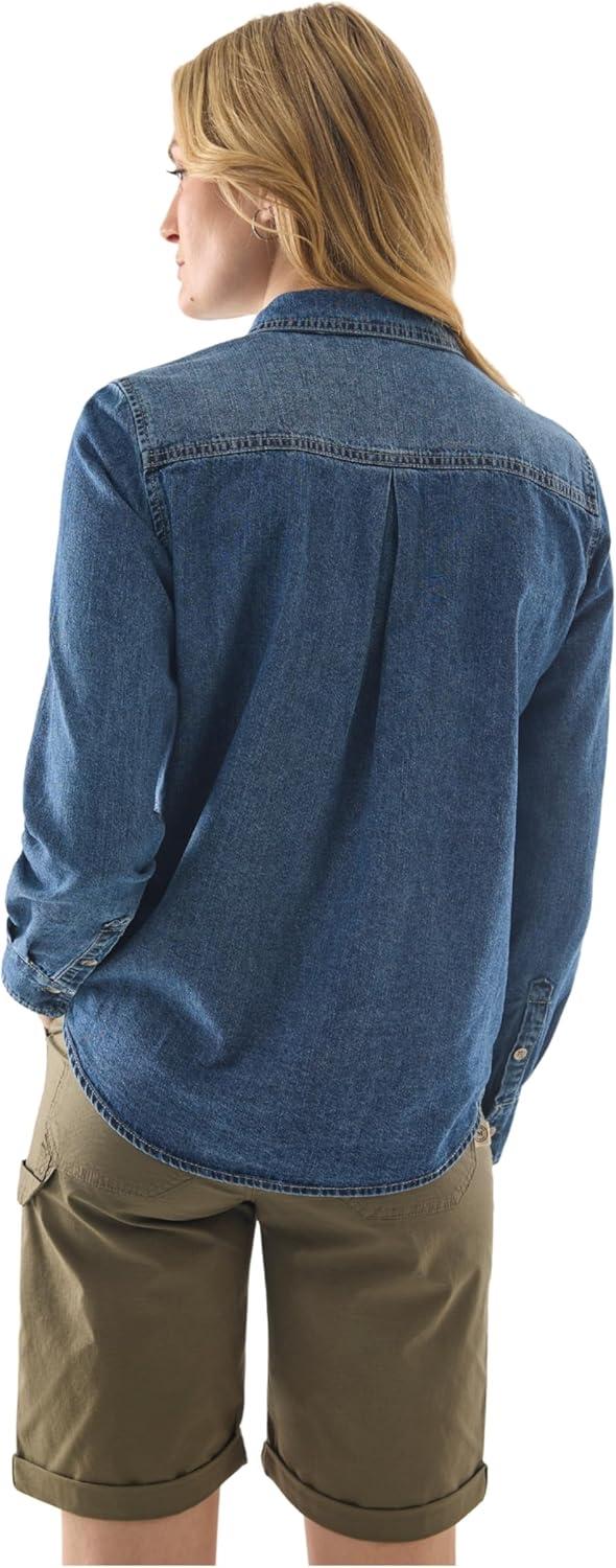 imageMartha Stewart Womens Chambray Shirt Denim Shacket Button Down Jean Top Long SleeveVintage Wash