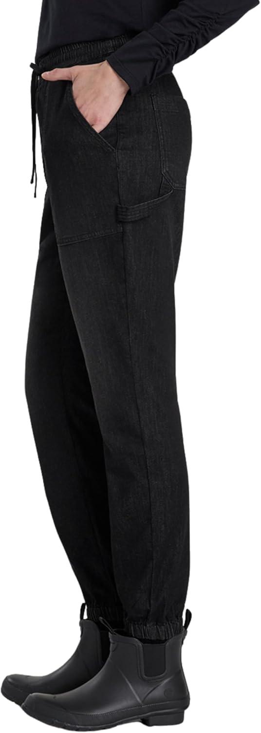 imageMartha Stewart Womens Garden Jogger Cotton Utility Pants Elastic Waist Stretch Trousers Casual Comfort FitBlack Wash