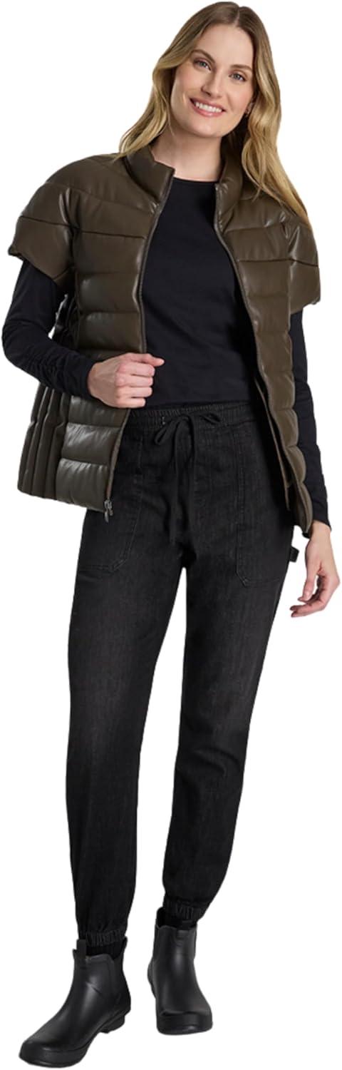 imageMartha Stewart Womens Garden Jogger Cotton Utility Pants Elastic Waist Stretch Trousers Casual Comfort FitBlack Wash