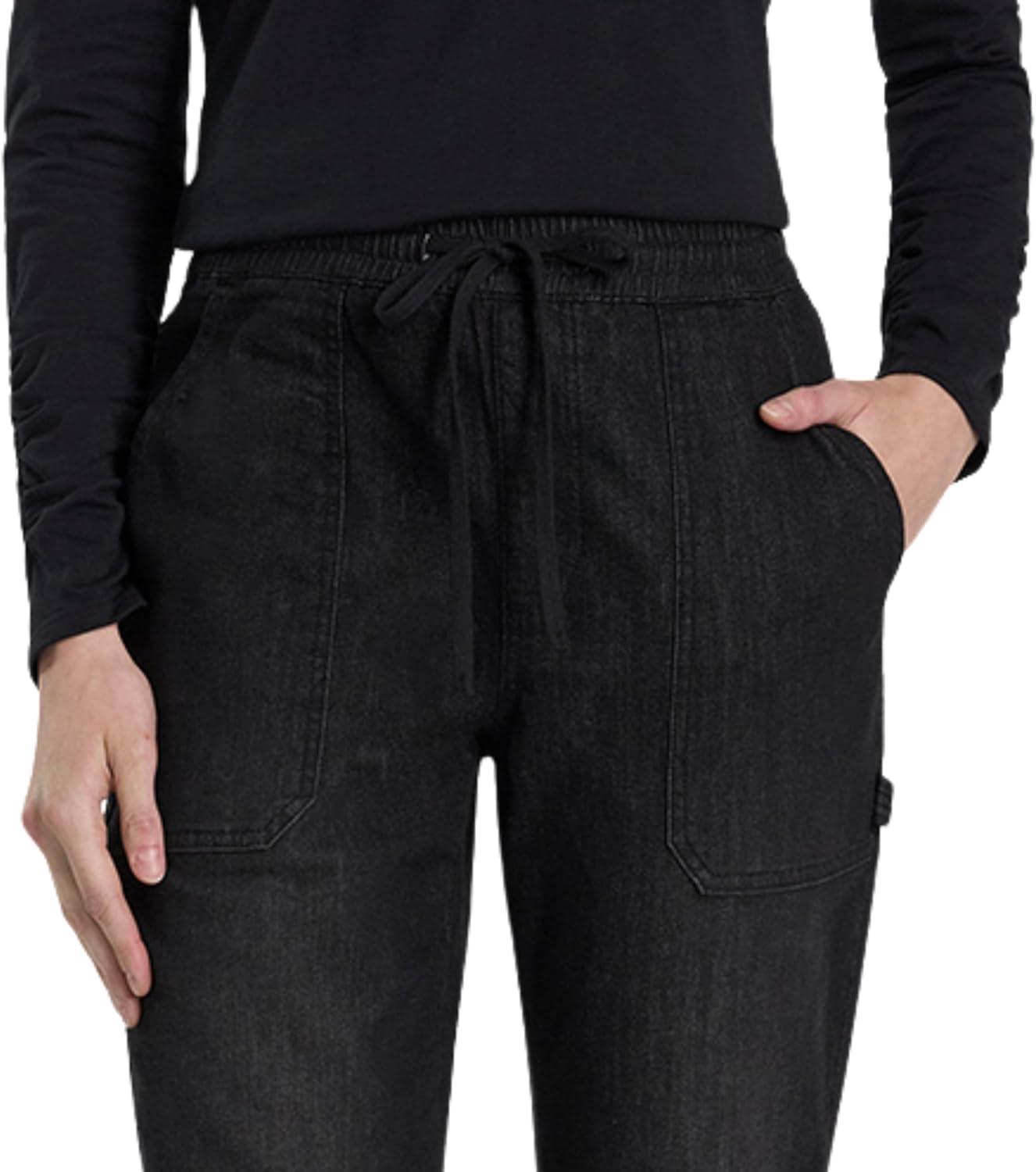 imageMartha Stewart Womens Garden Jogger Cotton Utility Pants Elastic Waist Stretch Trousers Casual Comfort FitBlack Wash