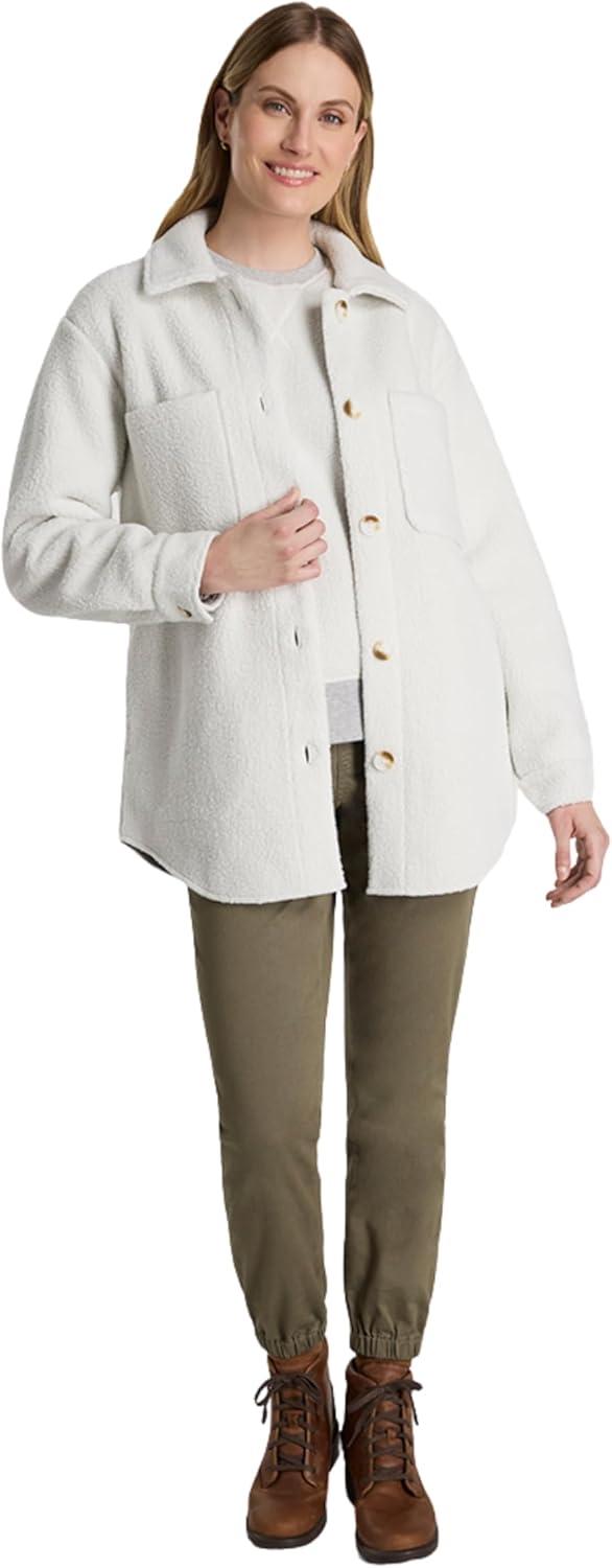 imageMartha Stewart Womens Garden Shacket Cozy Fleece Coat Soft Lightweight Warm Outerwear CasualOffwhite