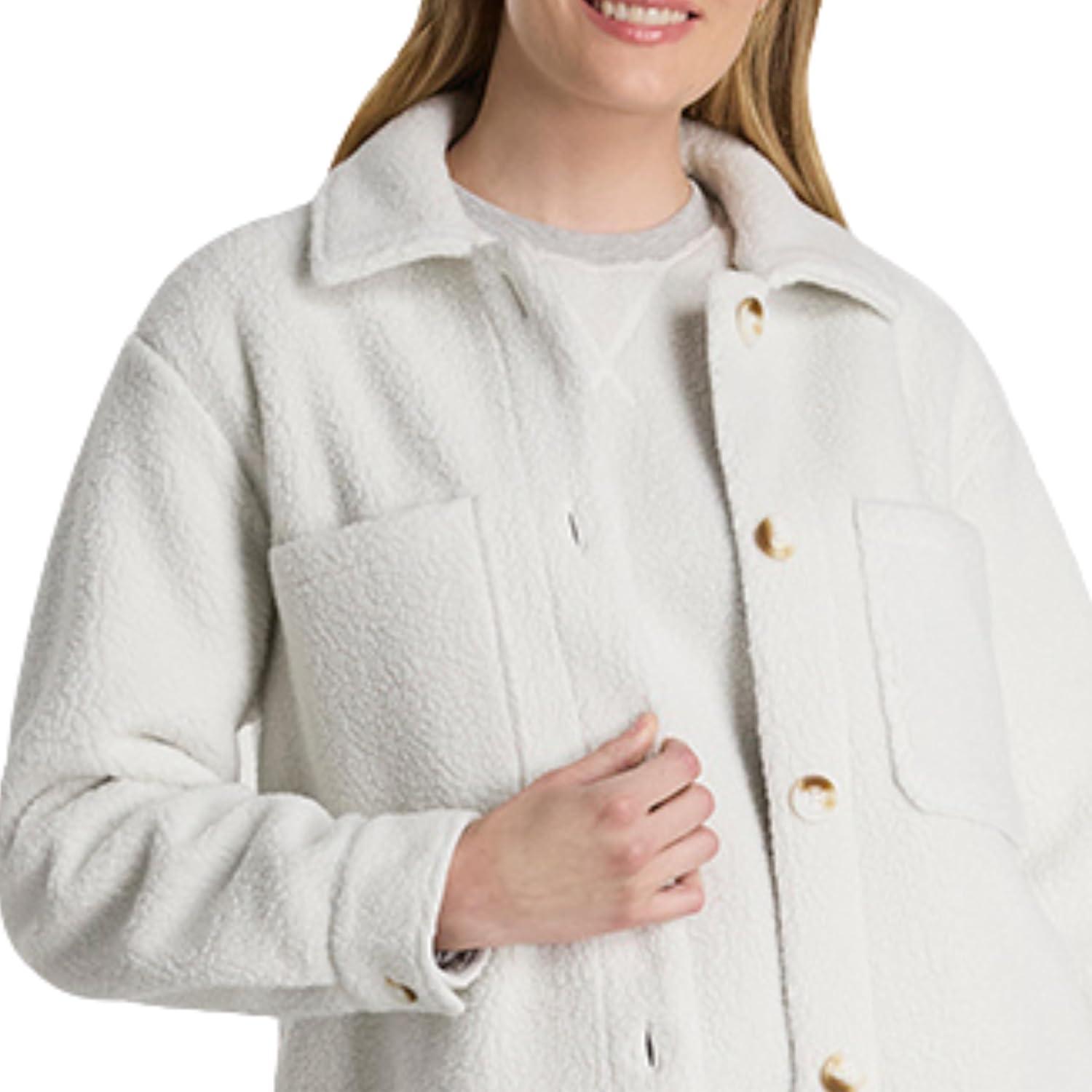 imageMartha Stewart Womens Garden Shacket Cozy Fleece Coat Soft Lightweight Warm Outerwear CasualOffwhite