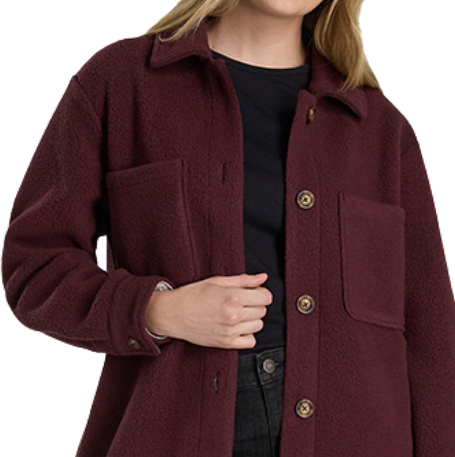 imageMartha Stewart Womens Garden Shacket Cozy Fleece Coat Soft Lightweight Warm Outerwear CasualSassafras