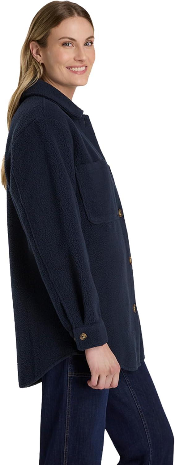 imageMartha Stewart Womens Garden Shacket Cozy Fleece Coat Soft Lightweight Warm Outerwear CasualSky Captain