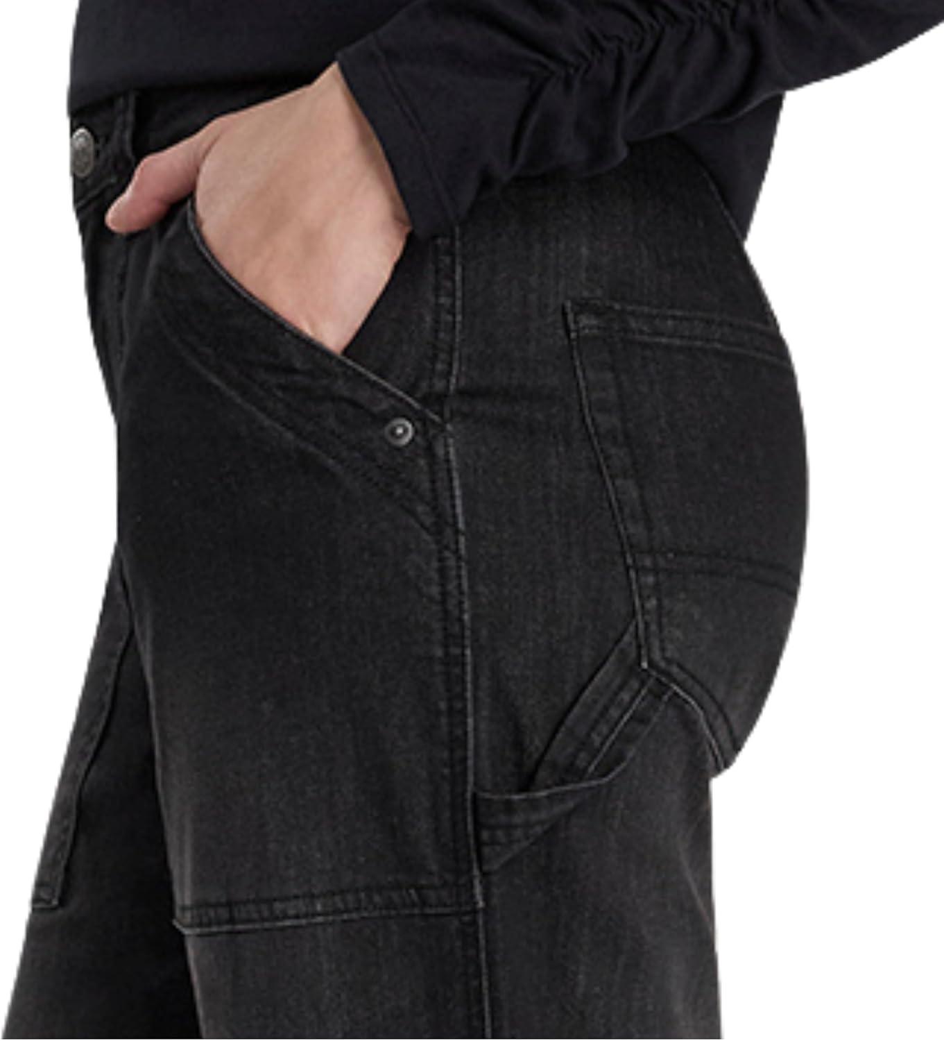 imageMartha Stewart Womens Garden Straight Leg Pant Stretch Denim Casual Utility Workwear Soft TrousersBlack Wash