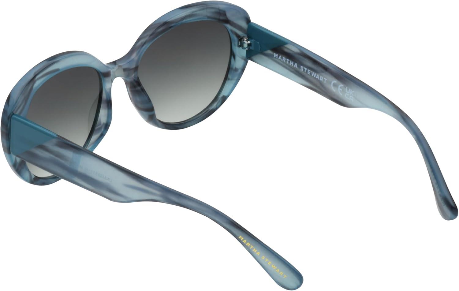 imageMartha Stewart Womens Ms193 Retro Modern Uv400 Protective Oval SunglassesTimeless Gifts for Her 537mmBlue Wood
