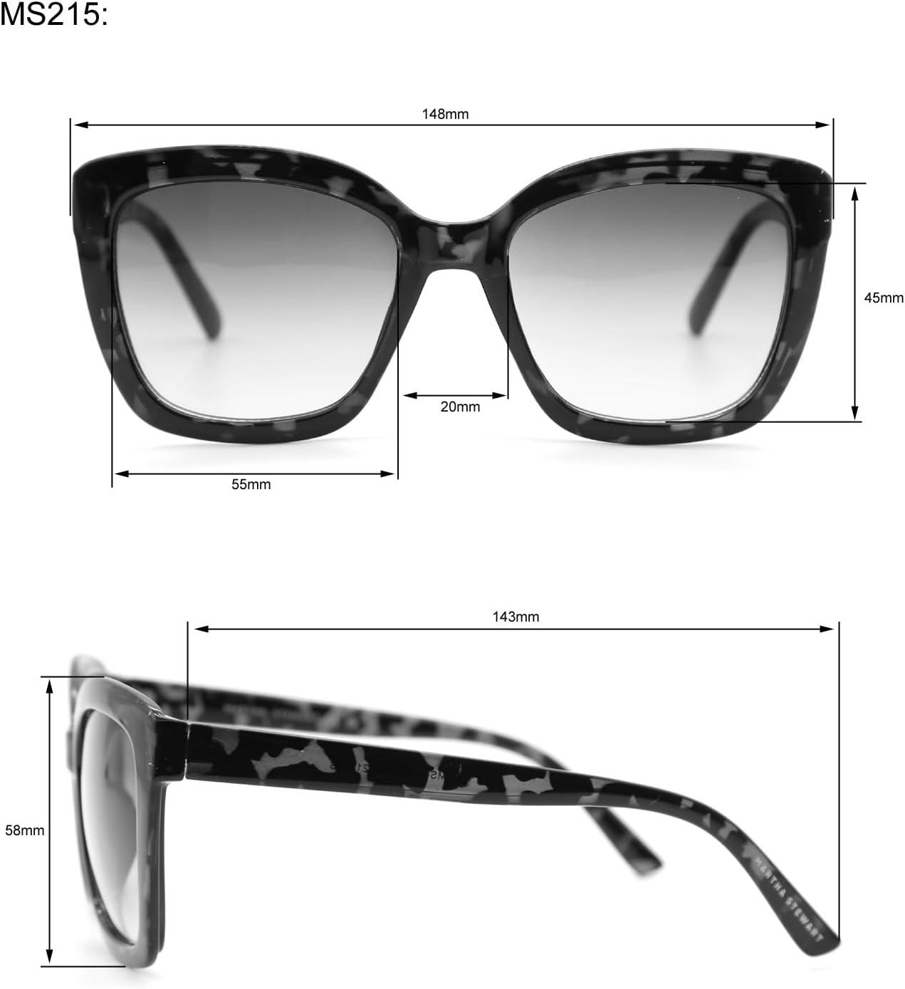 imageMartha Stewart Womens Ms215 Retro Uv400 Protective Square SunglassesTimeless Gifts for Her 55mmMulticolor
