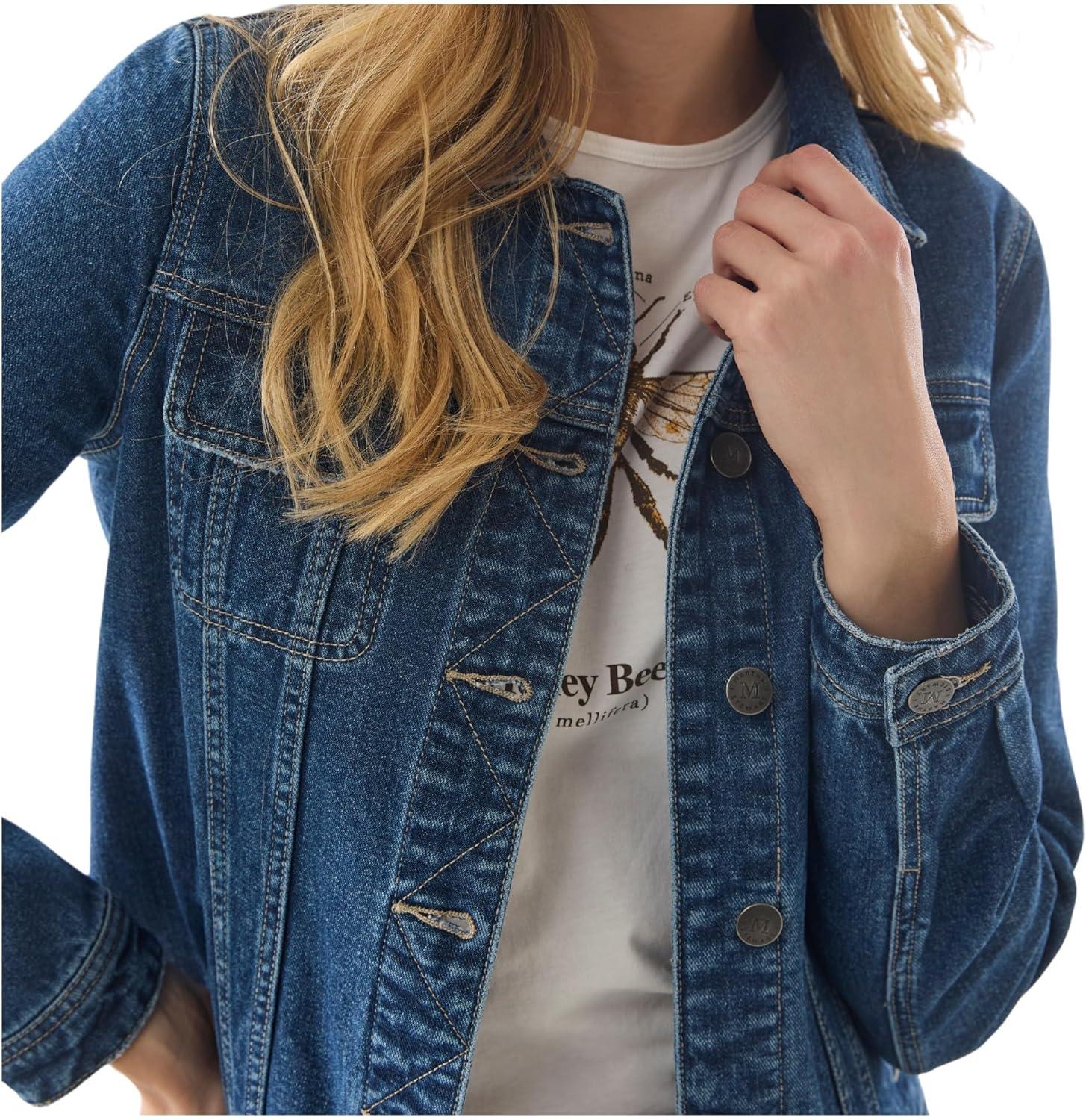 imageMartha Stewart Womens Vintage Denim Jacket Utility Workwear Overshirt ButtonFront Cotton Top with Pockets Casual LayerVintage Wash