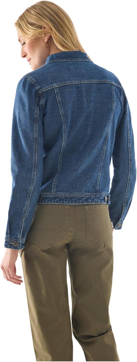 imageMartha Stewart Womens Vintage Denim Jacket Utility Workwear Overshirt ButtonFront Cotton Top with Pockets Casual LayerVintage Wash