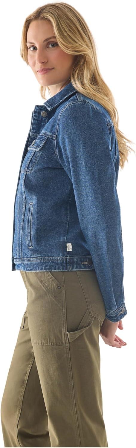 imageMartha Stewart Womens Vintage Denim Jacket Utility Workwear Overshirt ButtonFront Cotton Top with Pockets Casual LayerVintage Wash