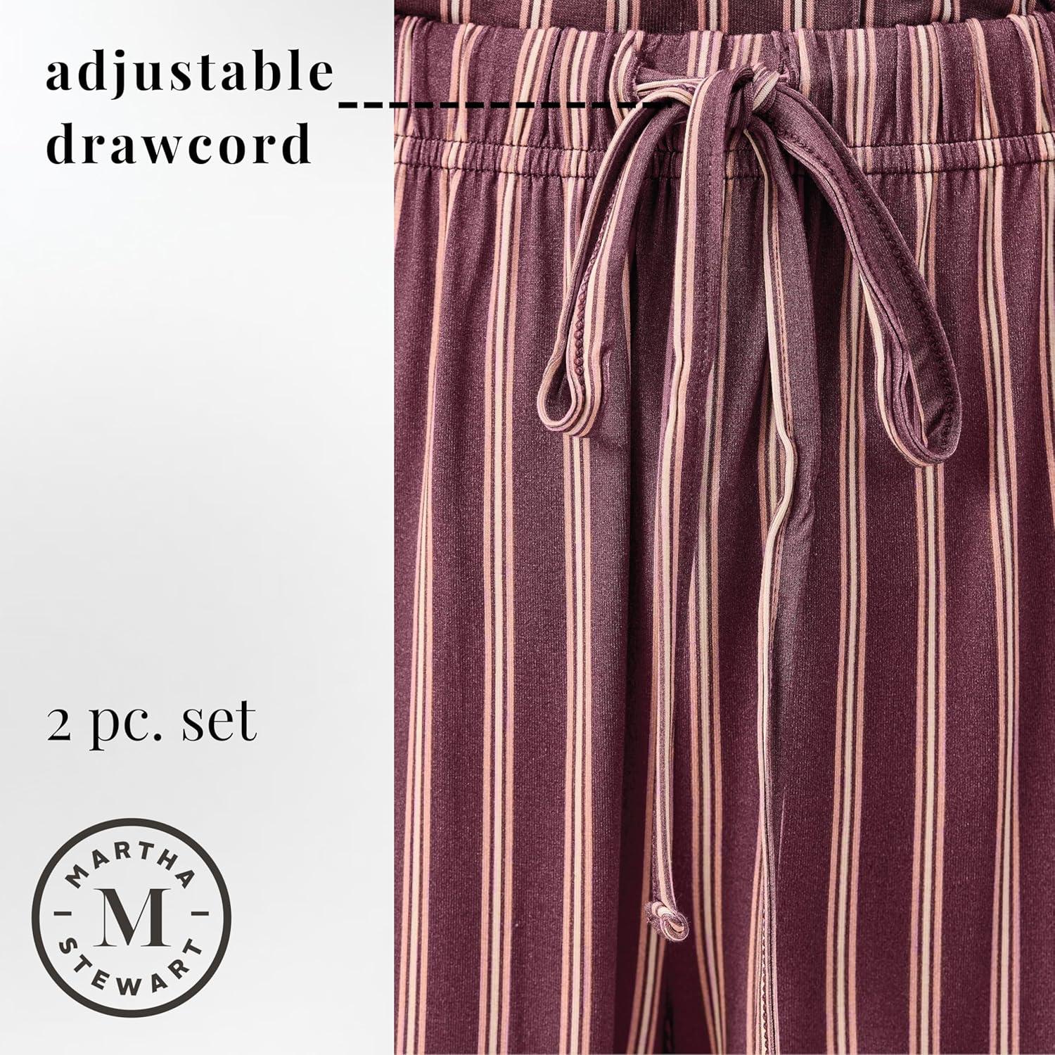 imagePeace Love amp Dreams Martha Stewart Sleepwear Womens 2 Pc Pajama Set Soft and Drapey RelaxationSoft Stripe