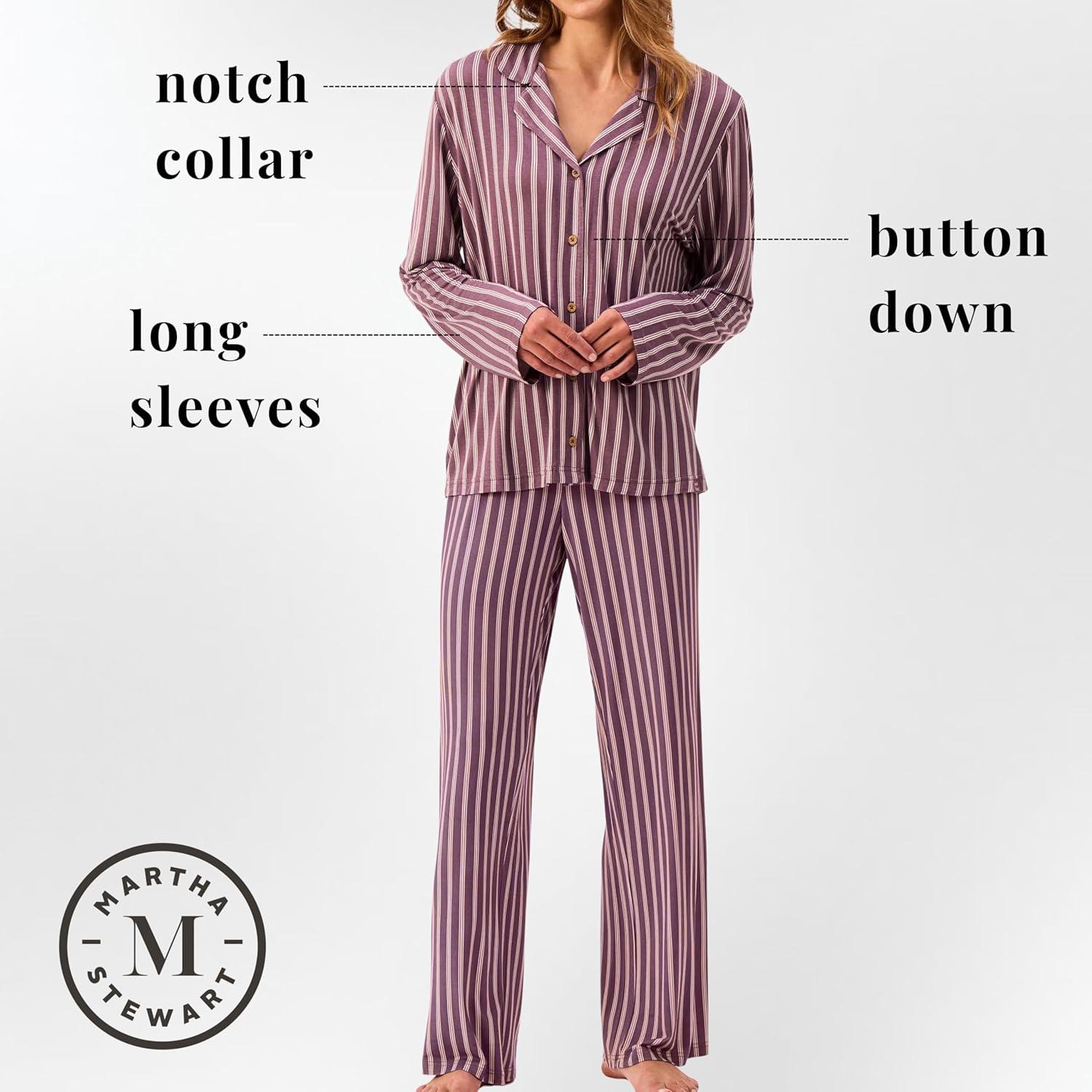 imagePeace Love amp Dreams Martha Stewart Sleepwear Womens 2 Pc Pajama Set Soft and Drapey RelaxationSoft Stripe