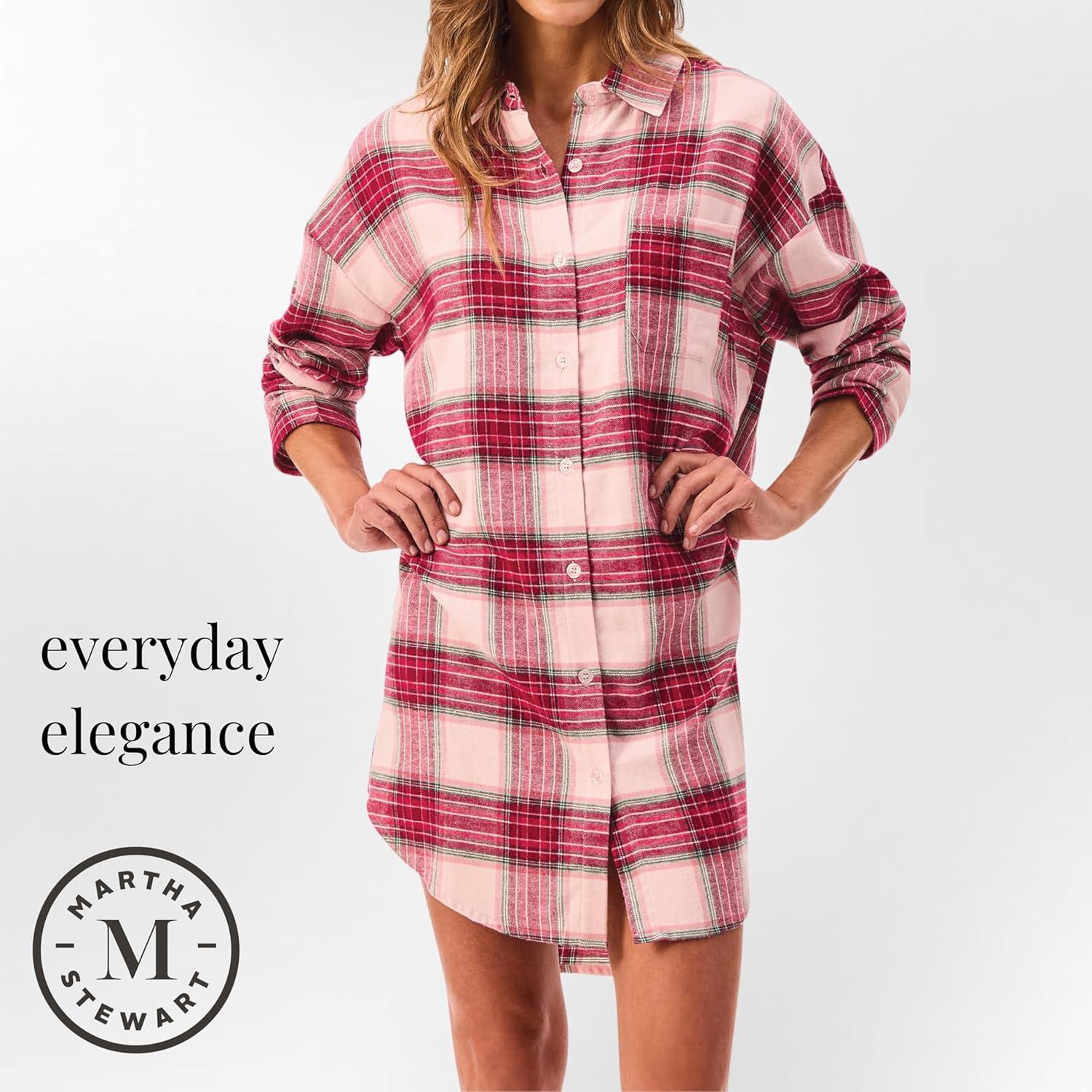 imagePeace Love amp Dreams Martha Stewart Sleepwear Womens Flannel Nighshirt Comfortable and Stylish