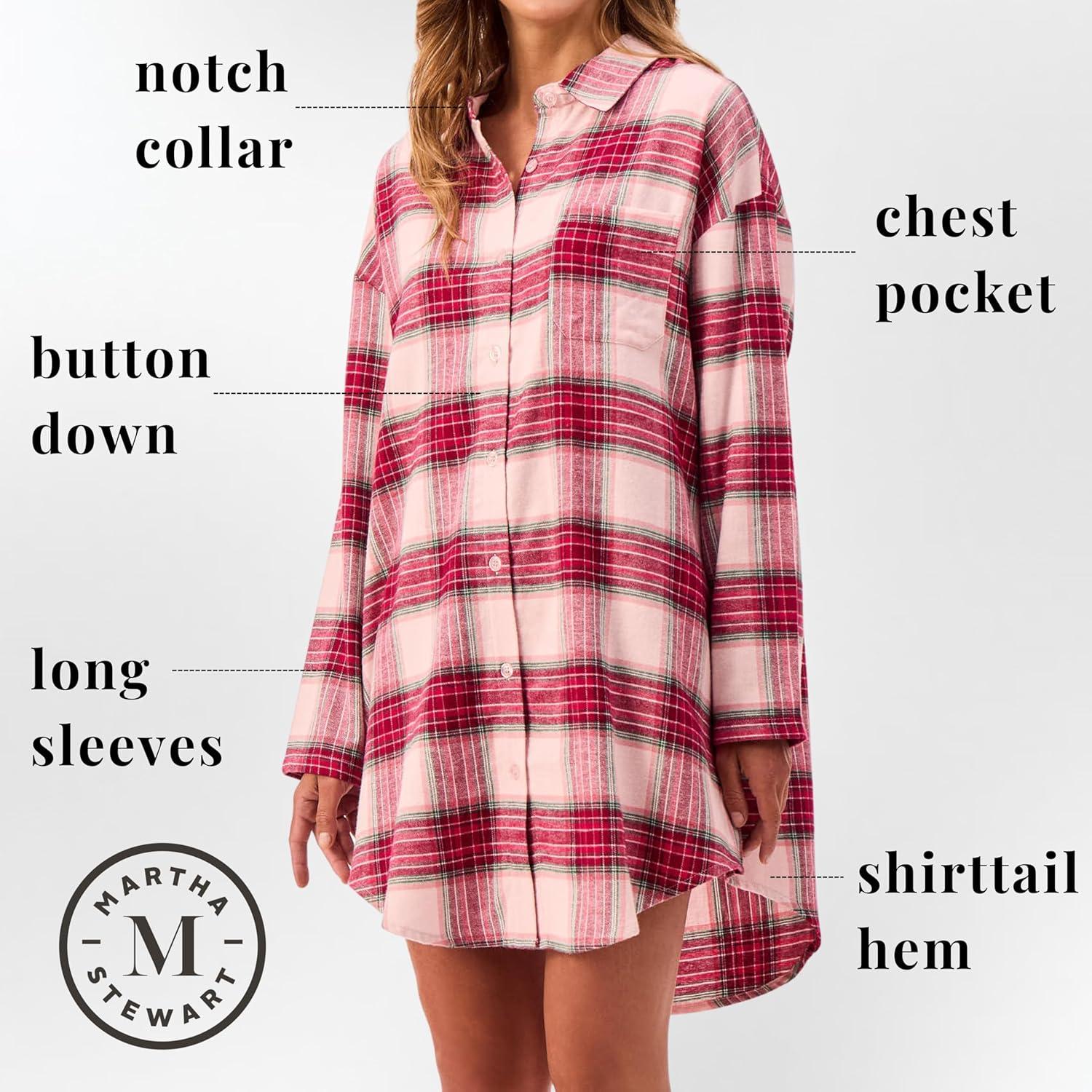 imagePeace Love amp Dreams Martha Stewart Sleepwear Womens Flannel Nighshirt Comfortable and Stylish