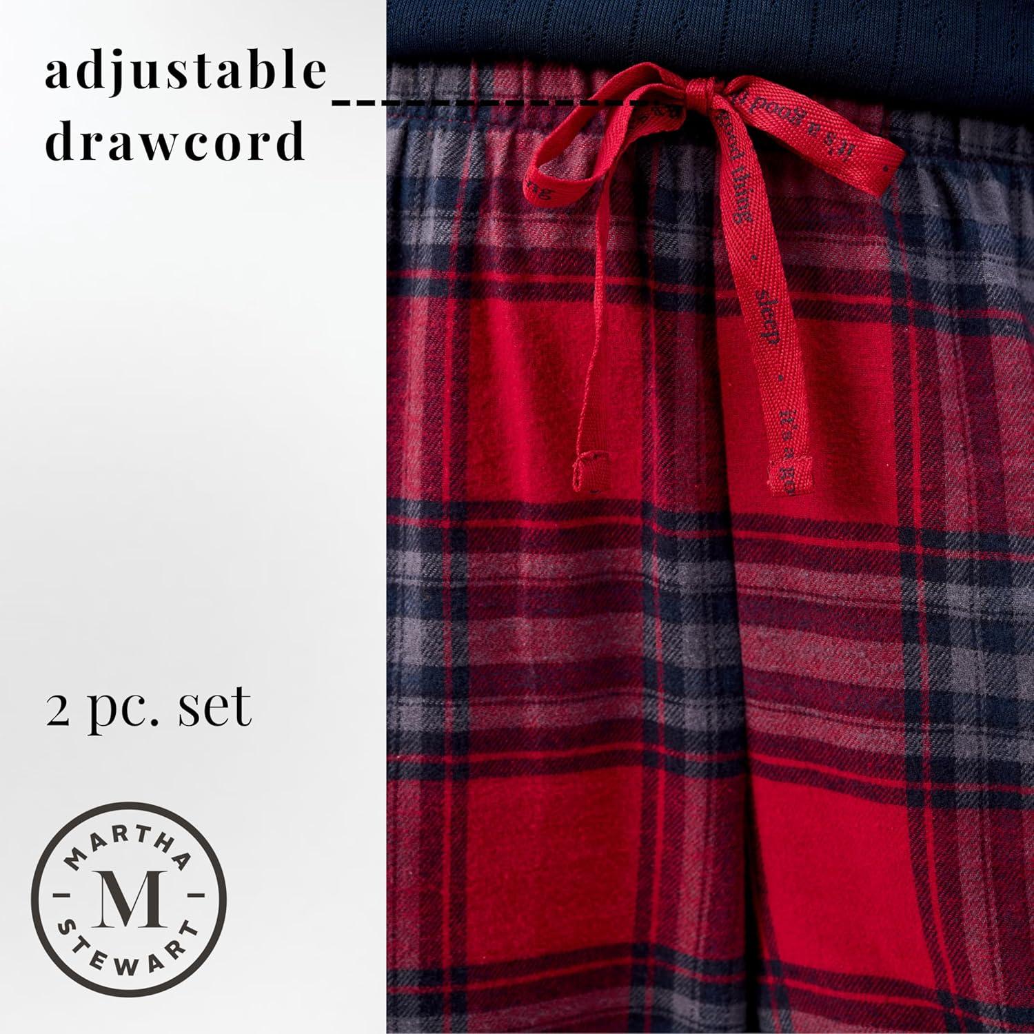 imagePeace Love amp Dreams Martha Stewart Sleepwear Womens Henley Flannel Pajama Set Warm Cozy and Stylish