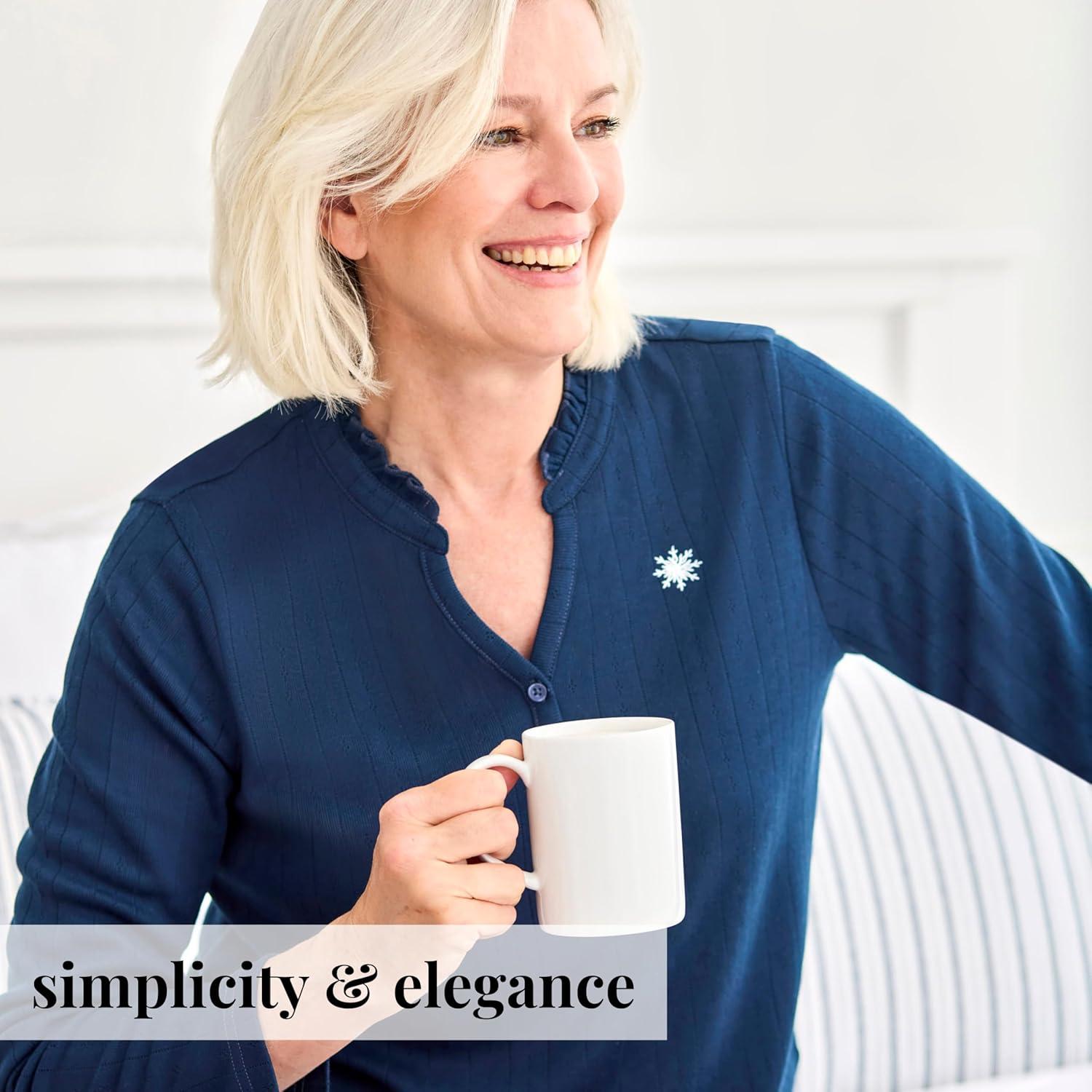 imagePeace Love amp Dreams Martha Stewart Sleepwear Womens Henley Flannel Pajama Set Warm Cozy and Stylish