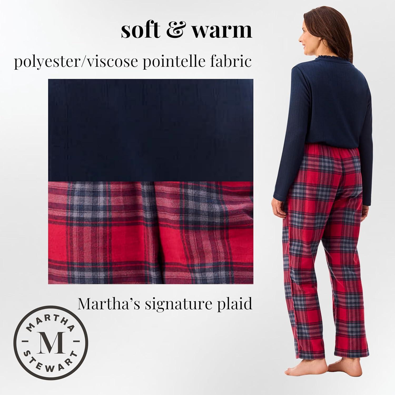 imagePeace Love amp Dreams Martha Stewart Sleepwear Womens Henley Flannel Pajama Set Warm Cozy and Stylish