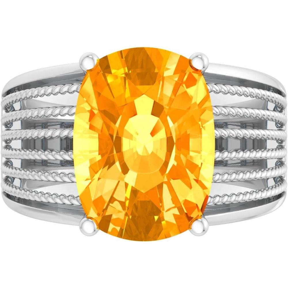 imageMartha Stewart 10 14 Carat Cushion Cut Gemstone Hidden Halo Ring with Lab Grown Diamonds in Sterling Silver Choose Your GemstoneCitrine