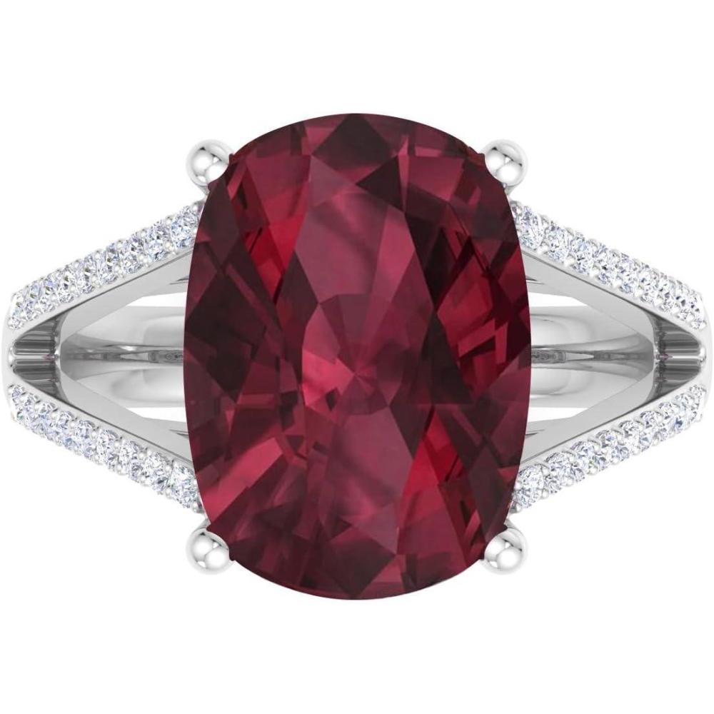 imageMartha Stewart 10 14 Carat Cushion Cut Gemstone Ring with Lab Grown Diamonds in Sterling Silver Choose Your GemstoneGarnet