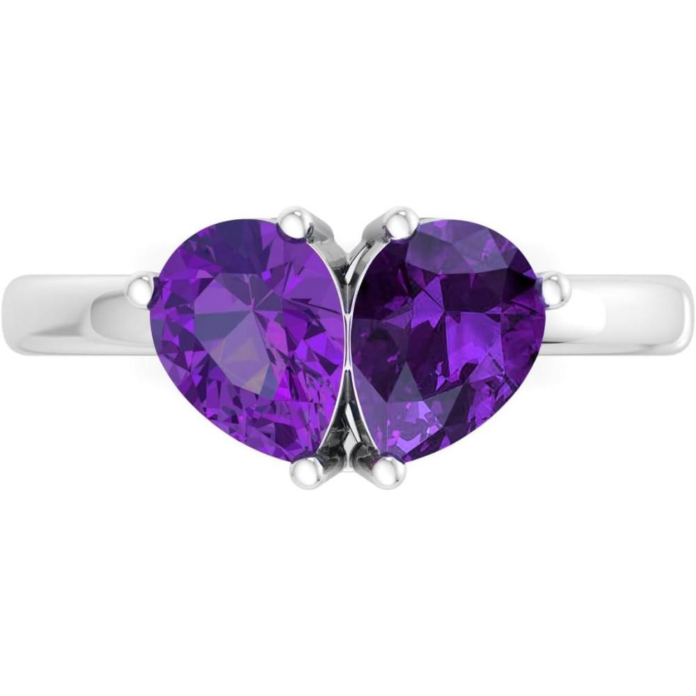 imageMartha Stewart 2 Carat Two Stone Gemstone Ring For Women in Sterling Silver Gemstone Jewelry For WomenOption 1