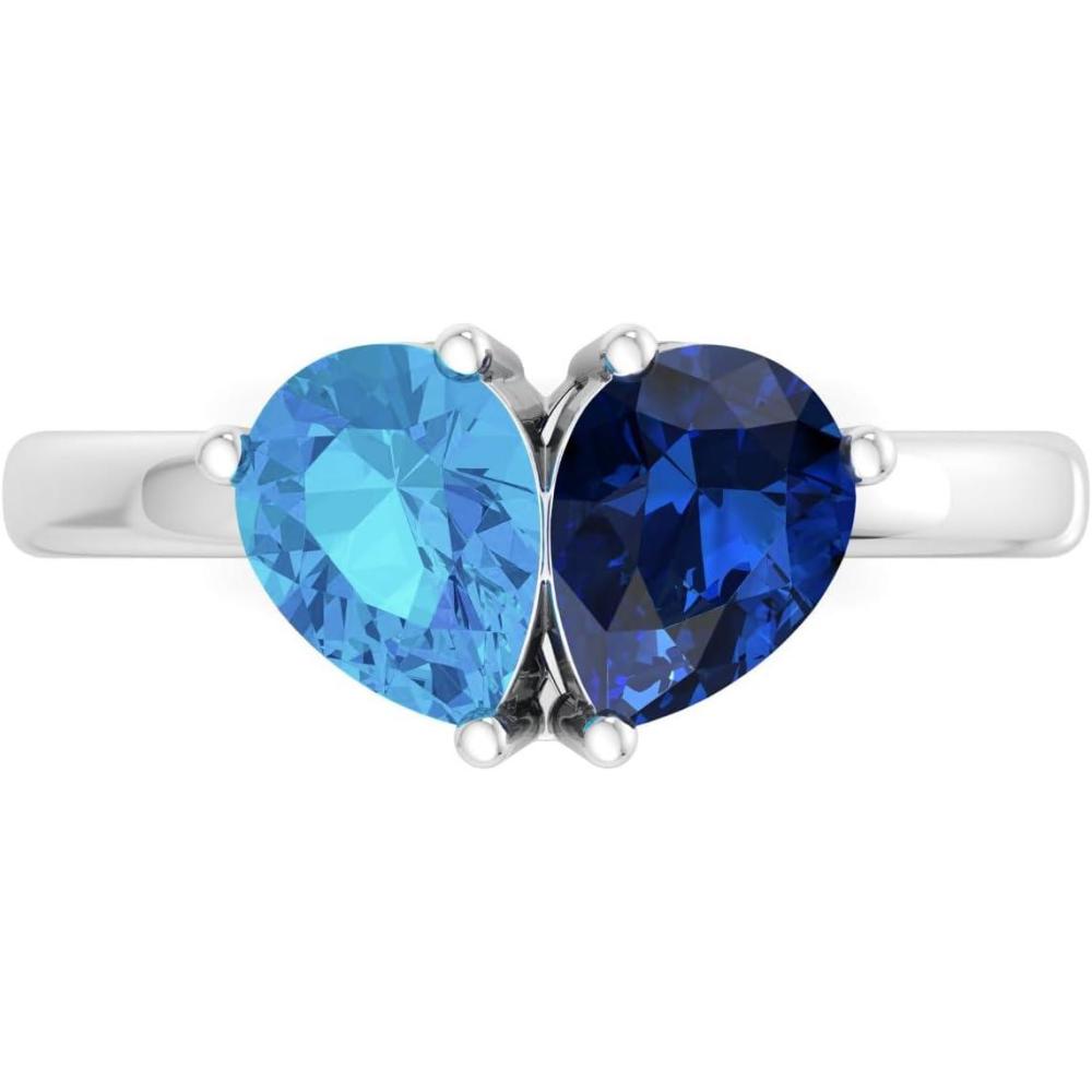 imageMartha Stewart 2 Carat Two Stone Gemstone Ring For Women in Sterling Silver Gemstone Jewelry For WomenOption 2