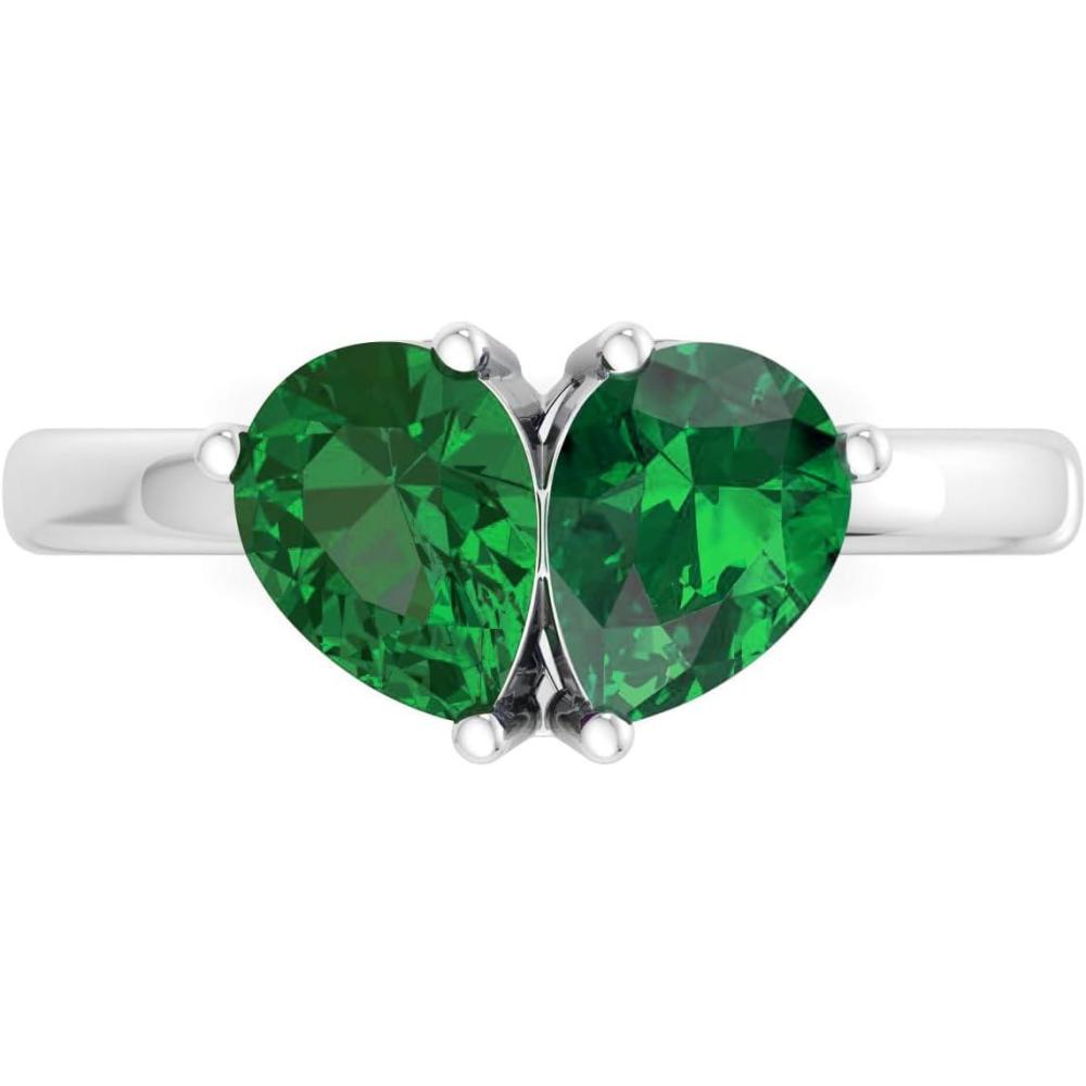 imageMartha Stewart 2 Carat Two Stone Gemstone Ring For Women in Sterling Silver Gemstone Jewelry For WomenOption 3