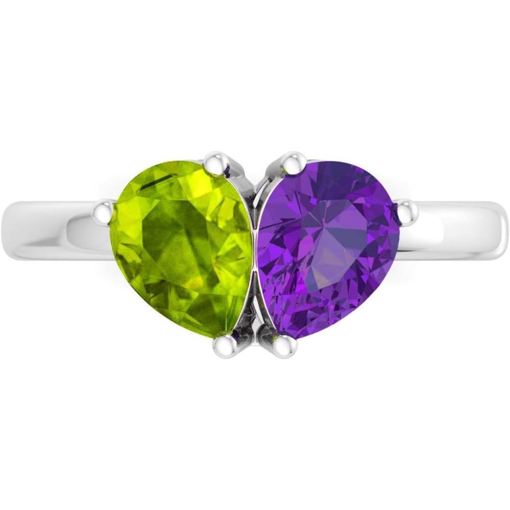 imageMartha Stewart 2 Carat Two Stone Gemstone Ring For Women in Sterling Silver Gemstone Jewelry For WomenOption 4