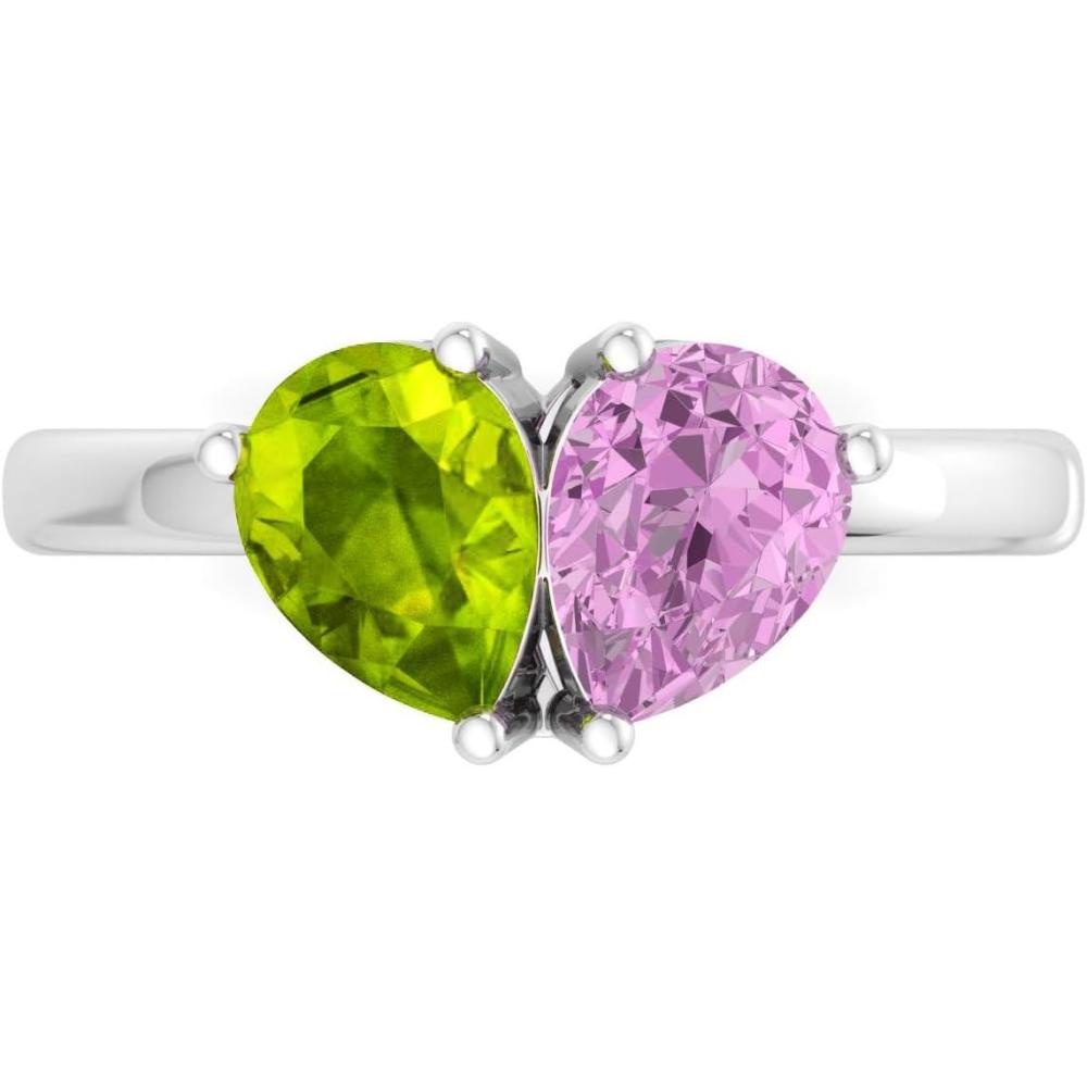 imageMartha Stewart 2 Carat Two Stone Gemstone Ring For Women in Sterling Silver Gemstone Jewelry For WomenOption 5