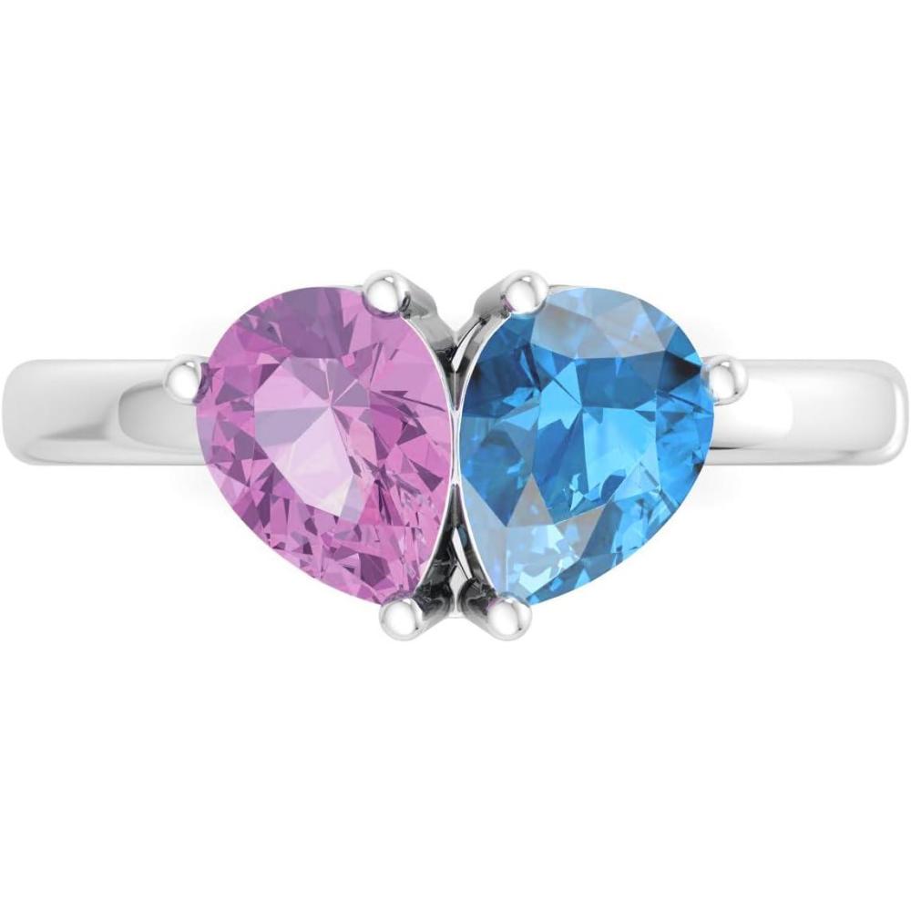 imageMartha Stewart 2 Carat Two Stone Gemstone Ring For Women in Sterling Silver Gemstone Jewelry For WomenOption 7