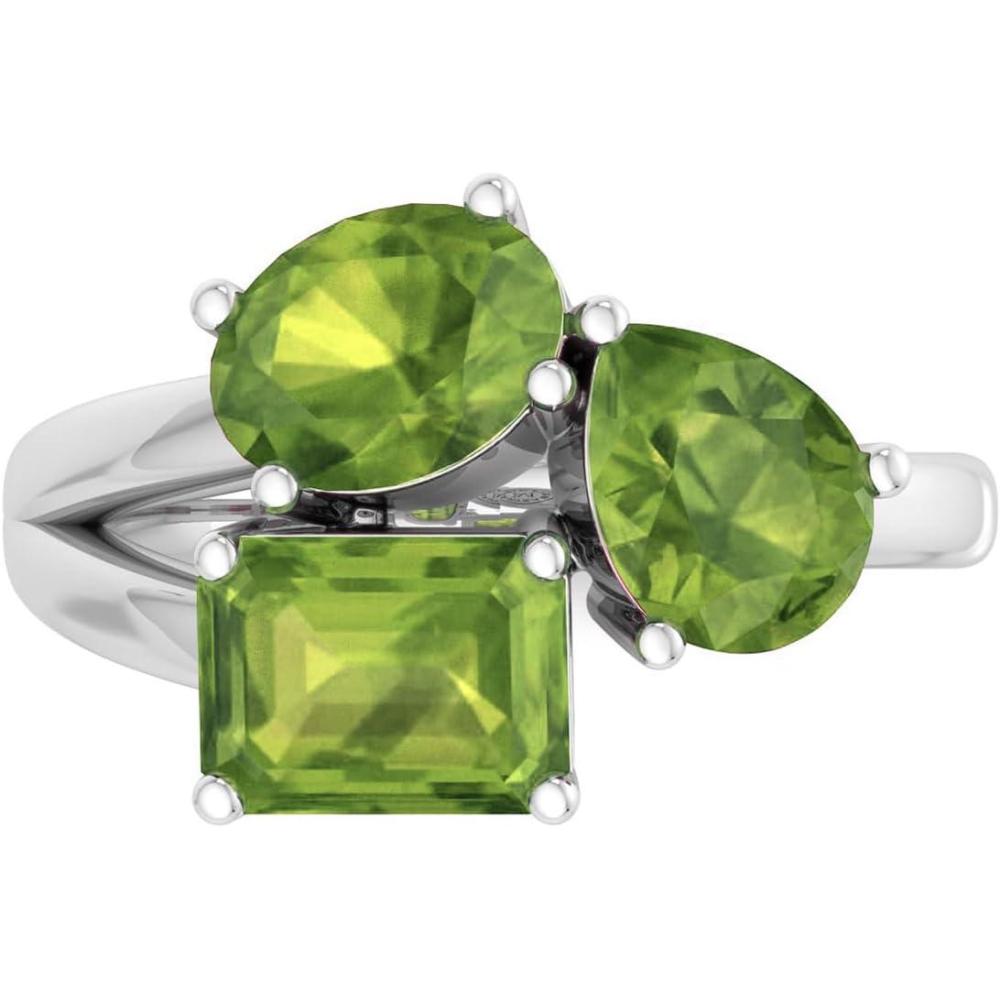 imageMartha Stewart 3 34 Carat Three Stone Gemstone Ring for Women in Sterling Silver Gemstone Jewelry For WomenOption 4